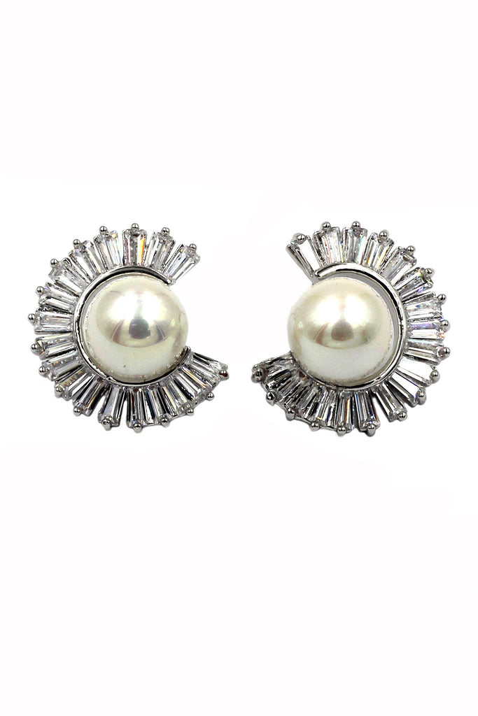 delicate crystal pearl necklace earrings set
