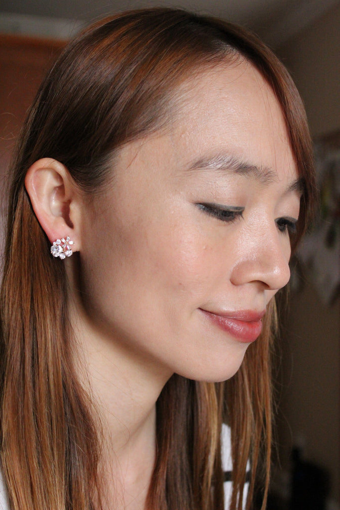fashion mini crystal flower necklace earrings set