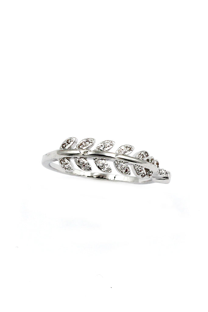 fashion delicate leaf crystal ring