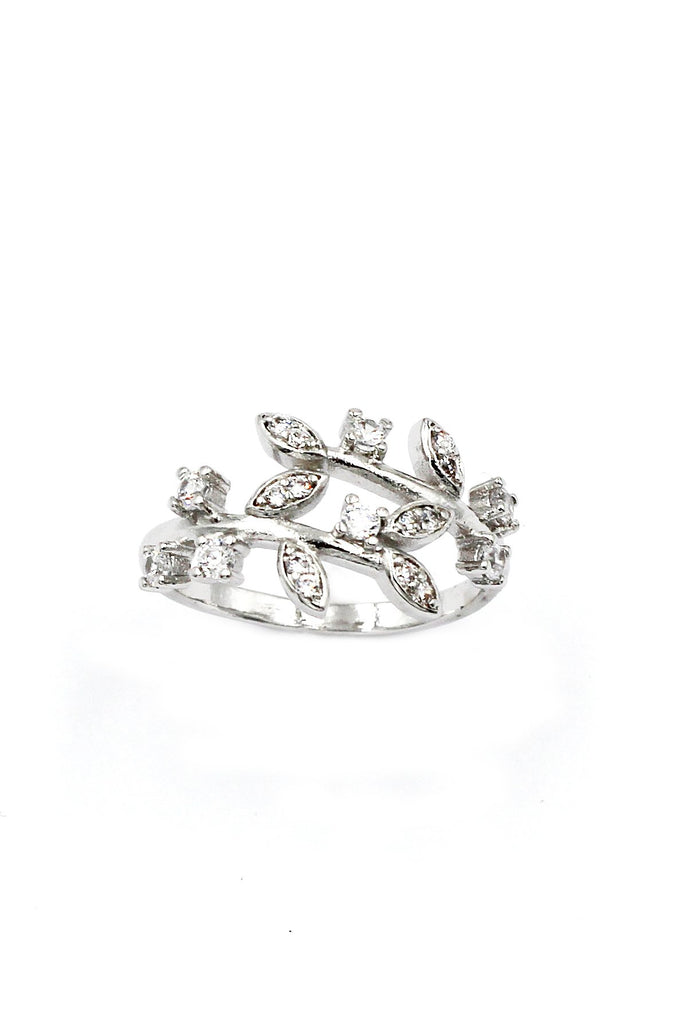 Delicate crystal ring flower earrings set