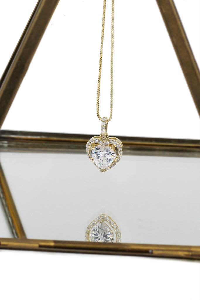 lovely peach heart crystal necklace