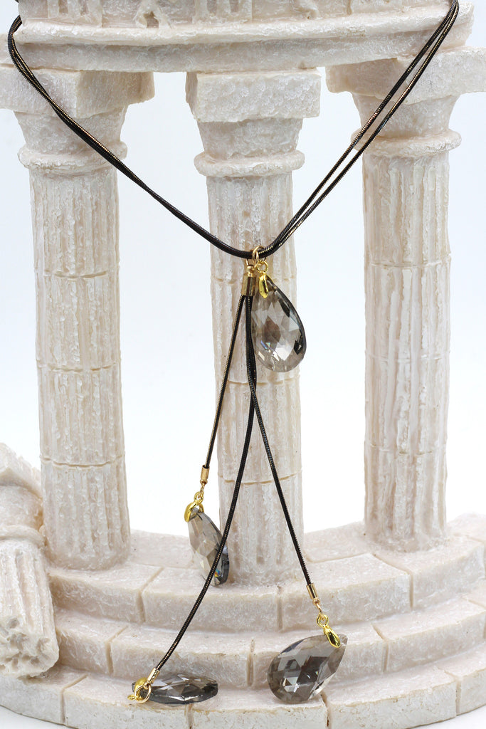 fashion pendant gray water drop crystal necklace