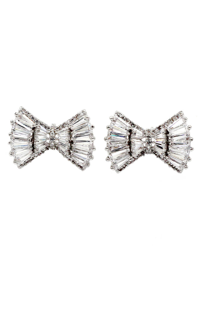 mini crystal bow earrings necklace set