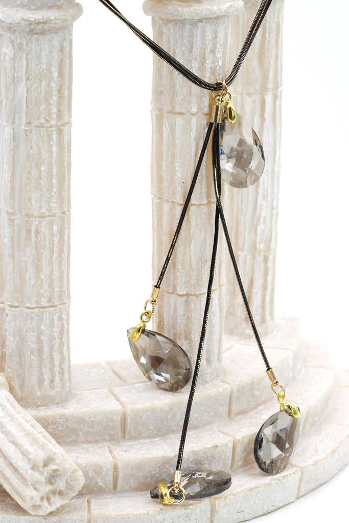 fashion pendant gray water drop crystal necklace