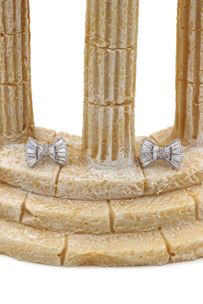 mini folding crystal silver earrings