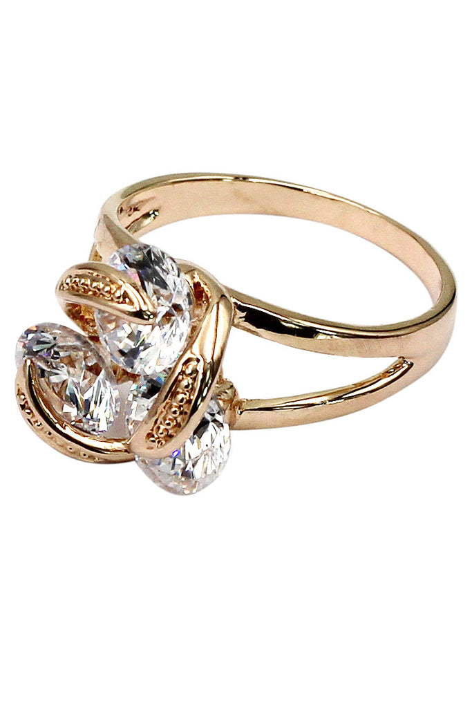 elegant rotating crystal gold ring