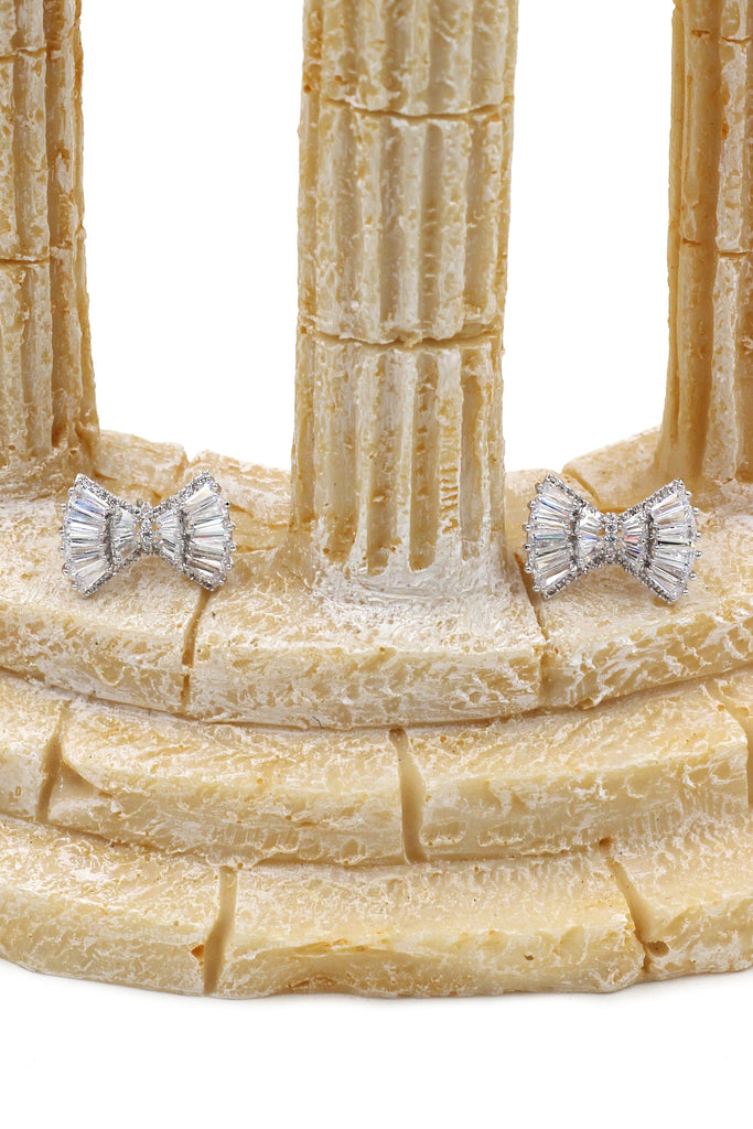 mini folding crystal silver earrings