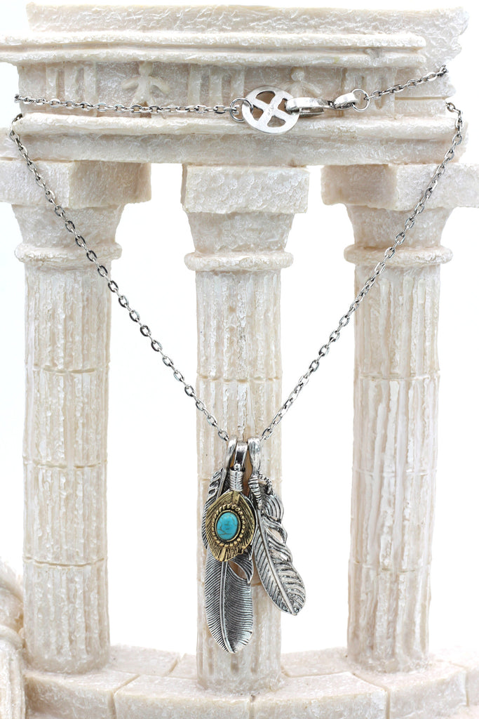 fashion feather silver necklace