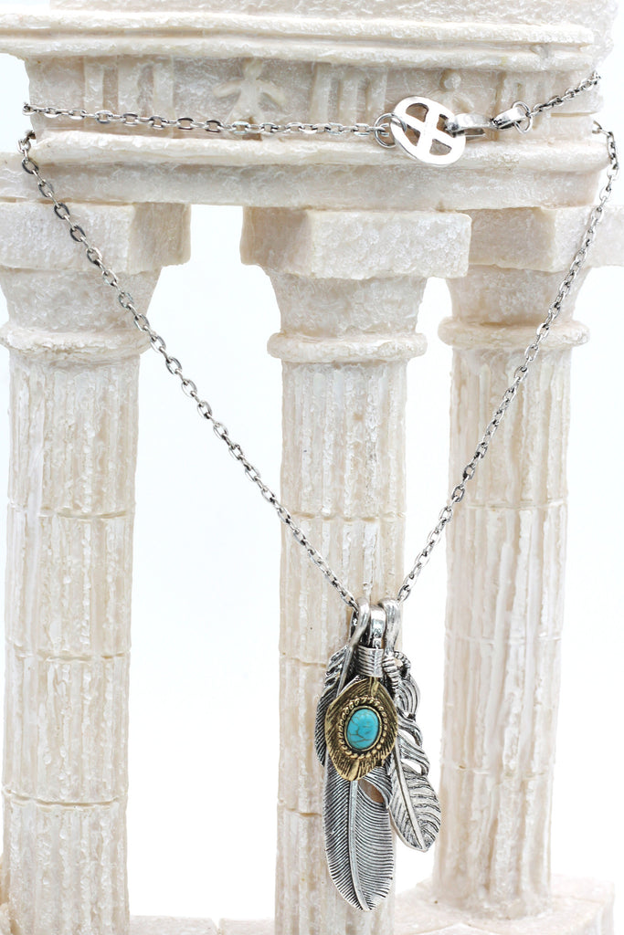 fashion feather silver necklace