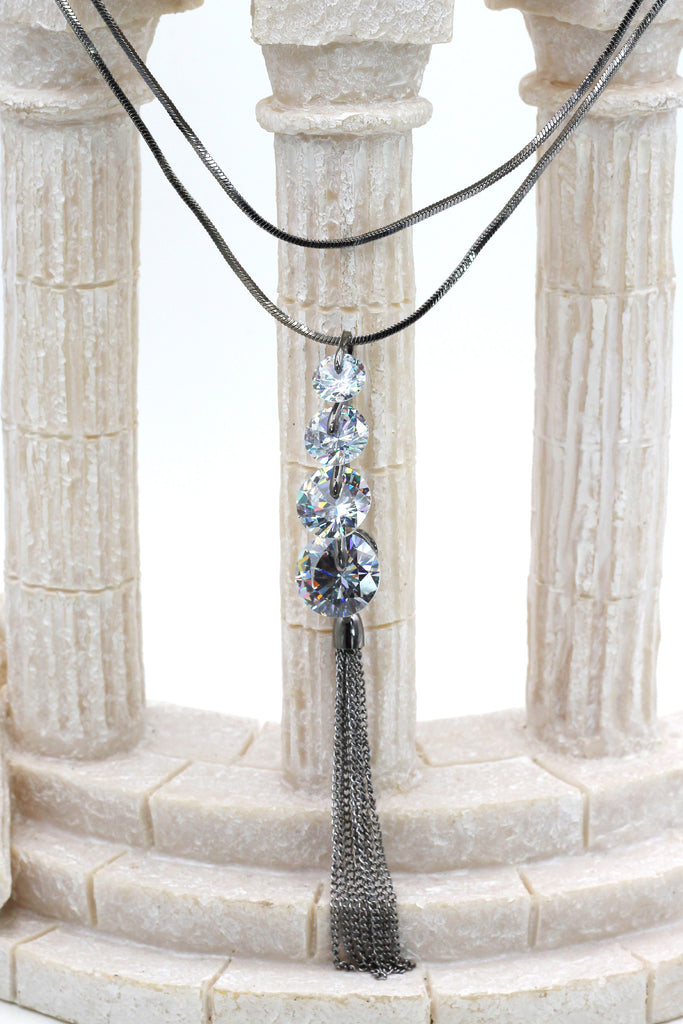 fashion circularity crystal tassel necklace