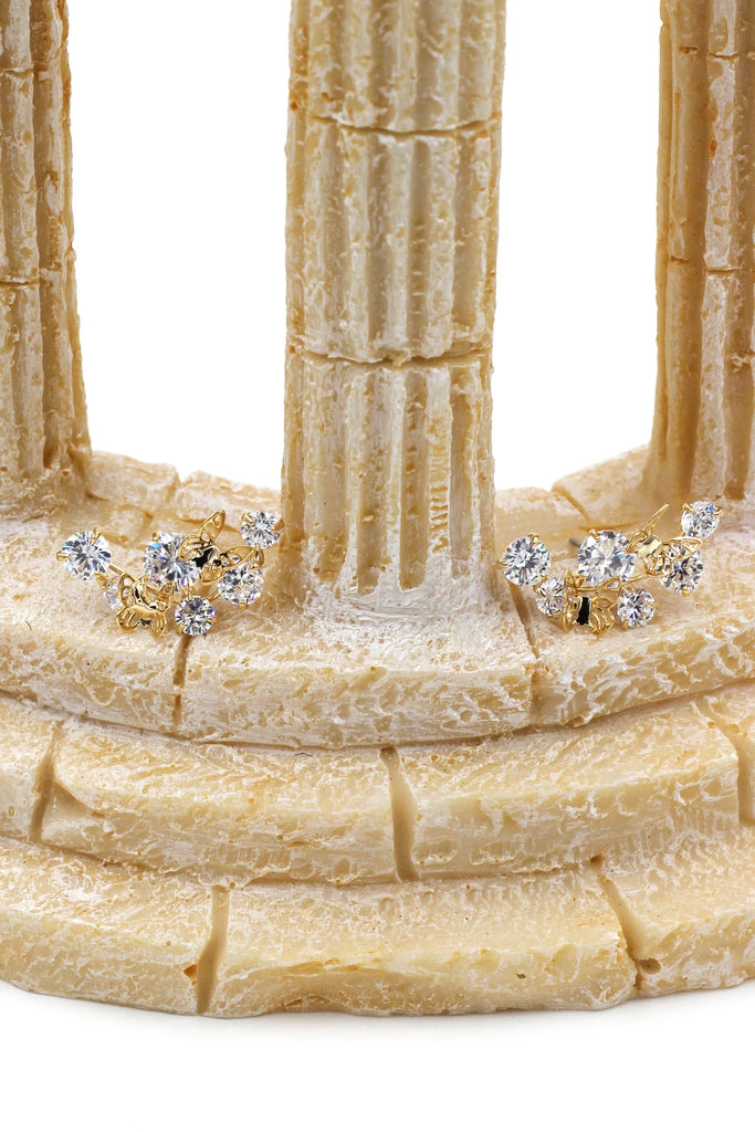 golden mini butterfly earrings bracelet set
