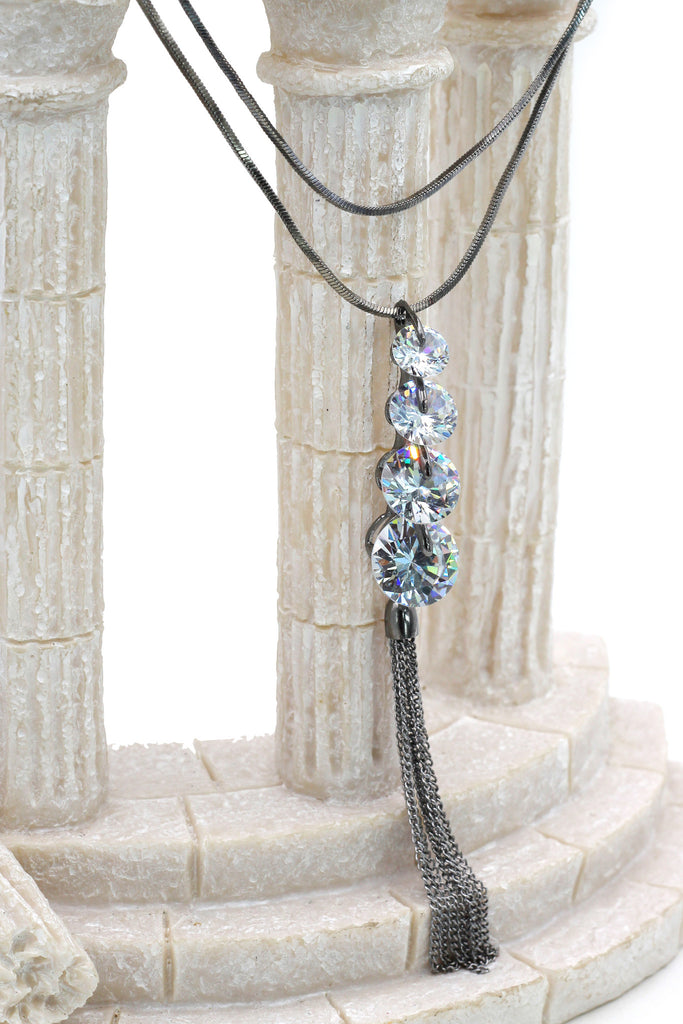 fashion circularity crystal tassel necklace