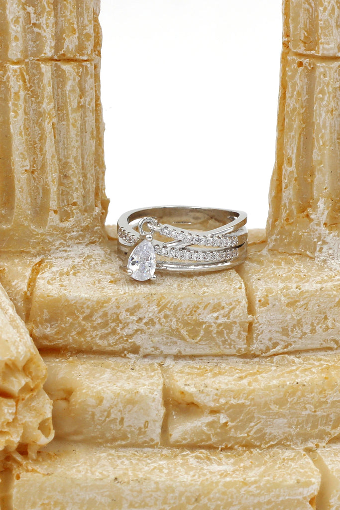 water drop crystal earrings ring set