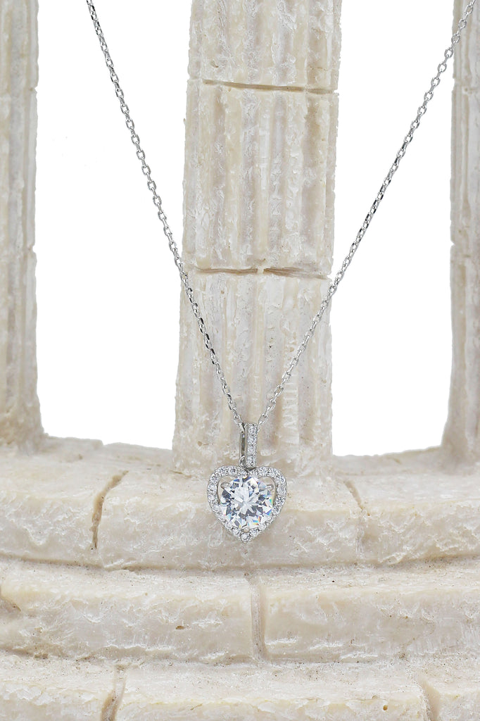 lovely peach heart crystal necklace