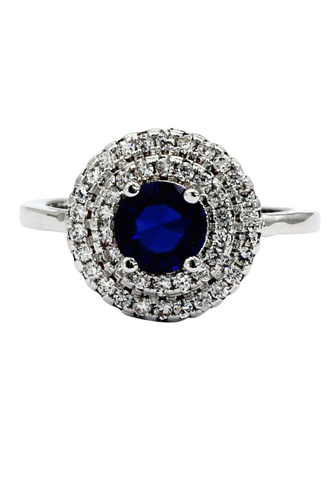 fashion blue crystal ring necklace set