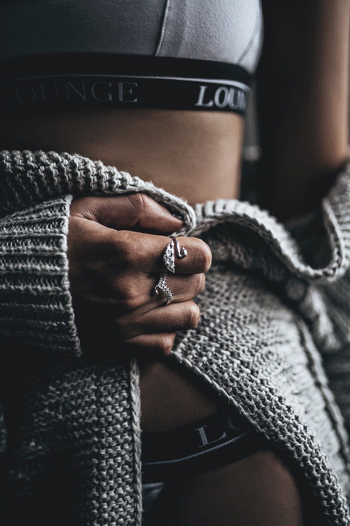 encrusted crystal swan earrings ring set