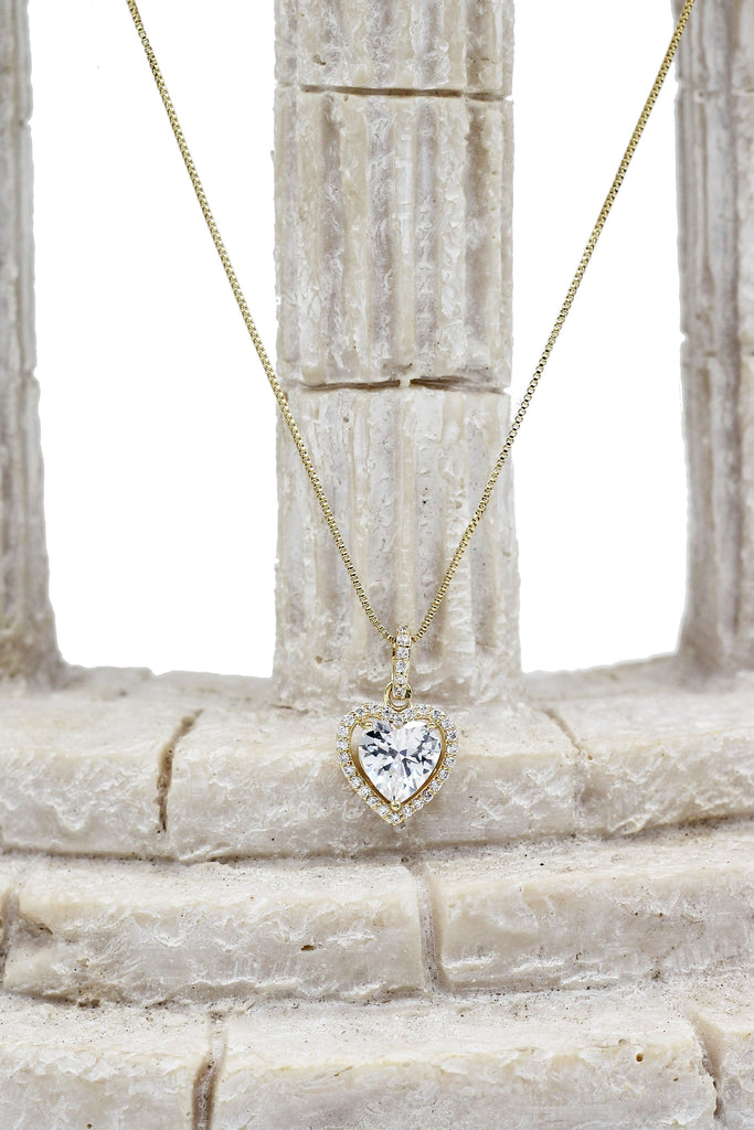 lovely peach heart crystal necklace