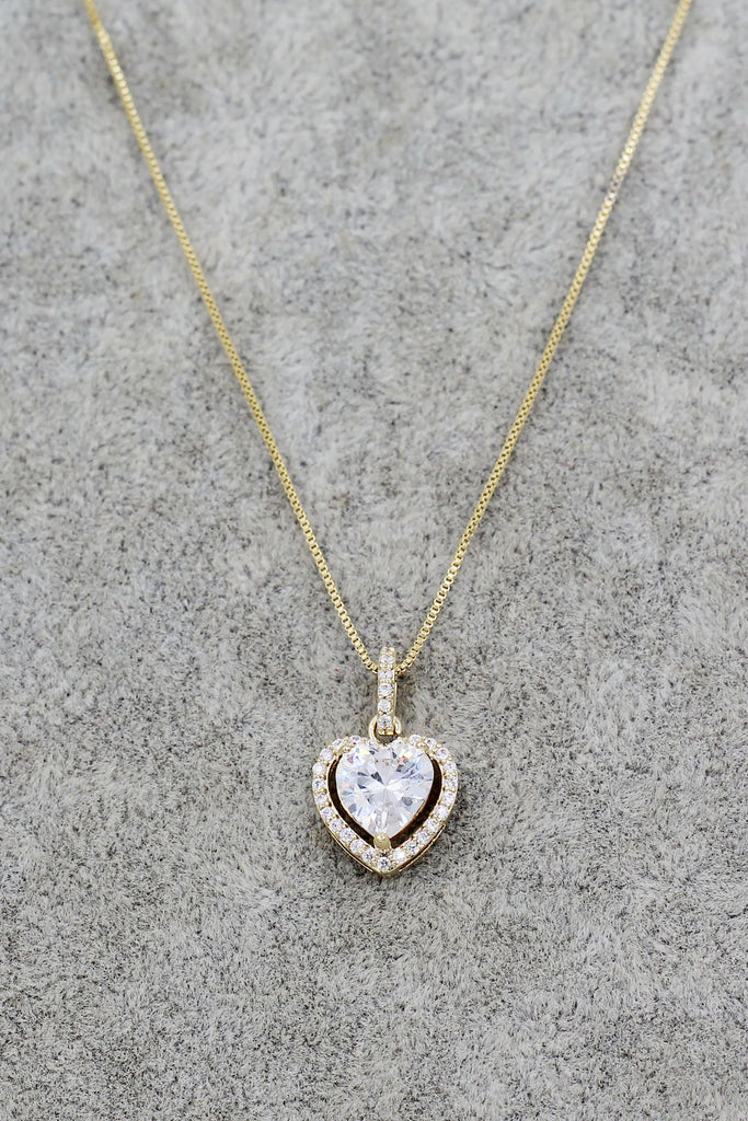lovely peach heart crystal necklace