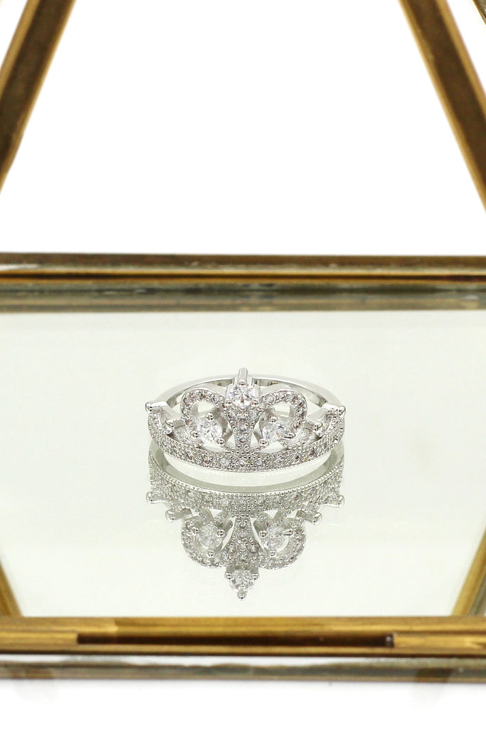 noble crown crystal ring necklace set