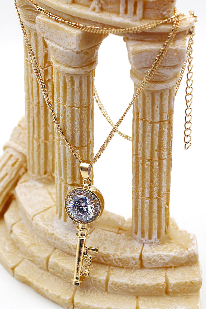 fashion key love letter crystal necklace