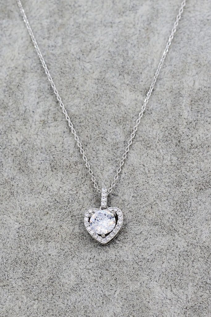 lovely peach heart crystal necklace