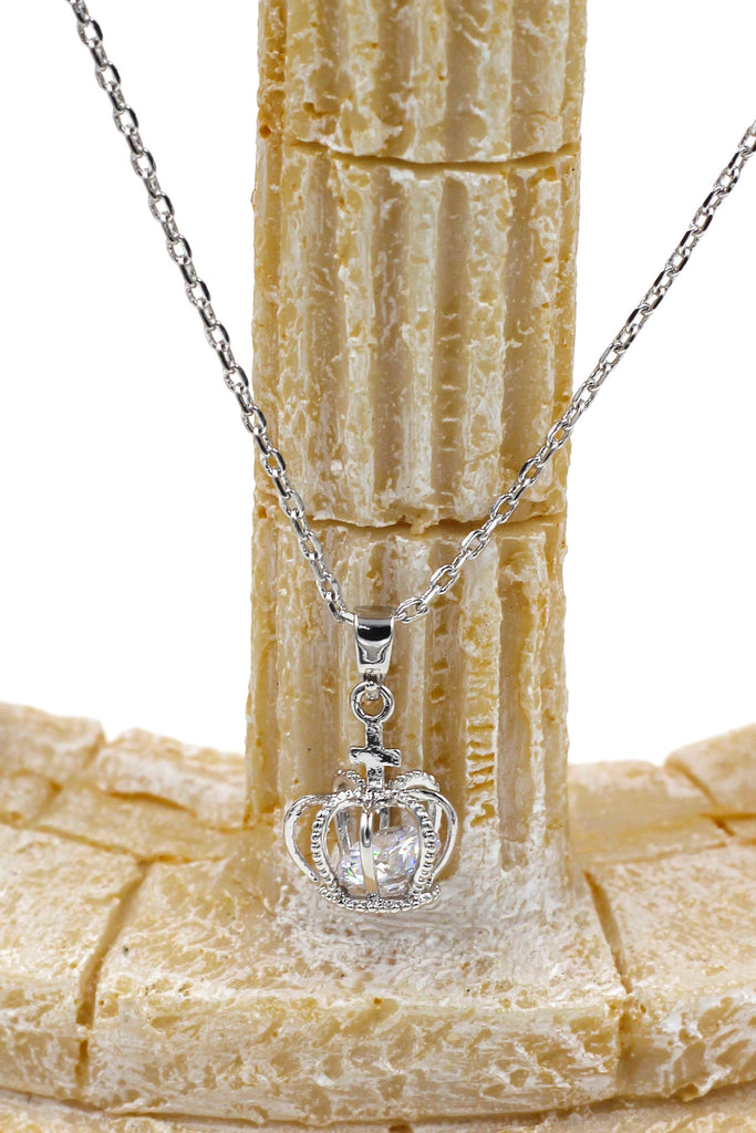 mini crown crystal necklace earrings set