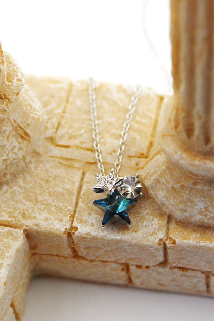 lovely cute star crystal earrings necklace set