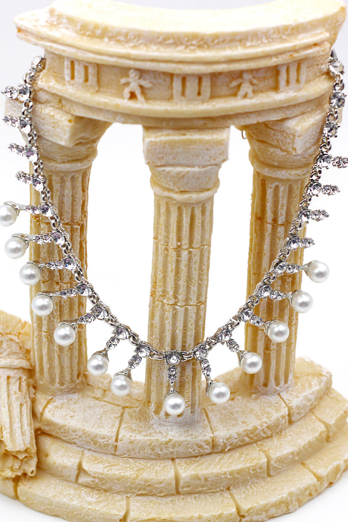 fashion pearl crystal pendant necklace