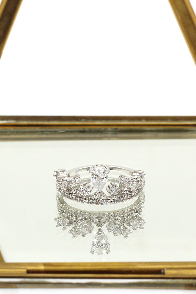 fashion laurel crown crystal ring