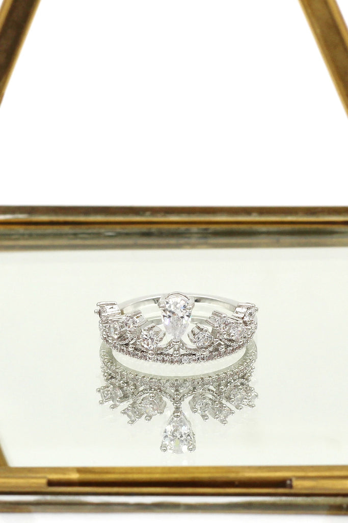 fashion crown crystal ring necklace set
