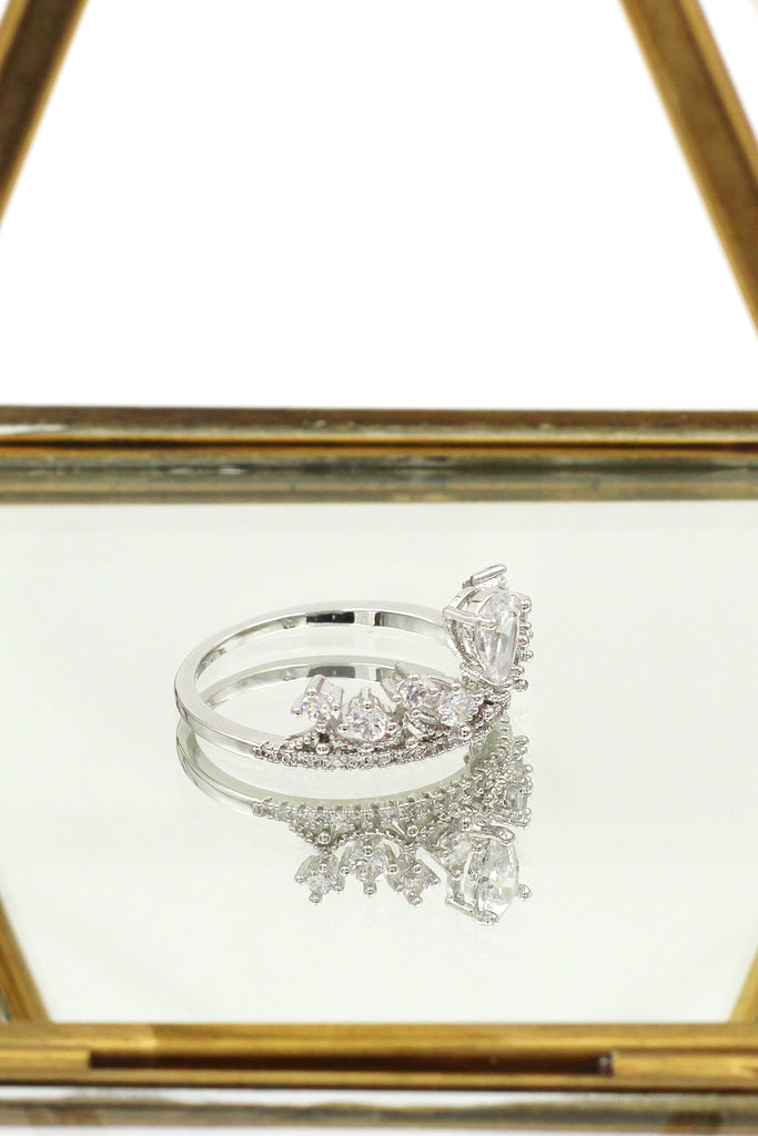 fashion crown crystal ring necklace set