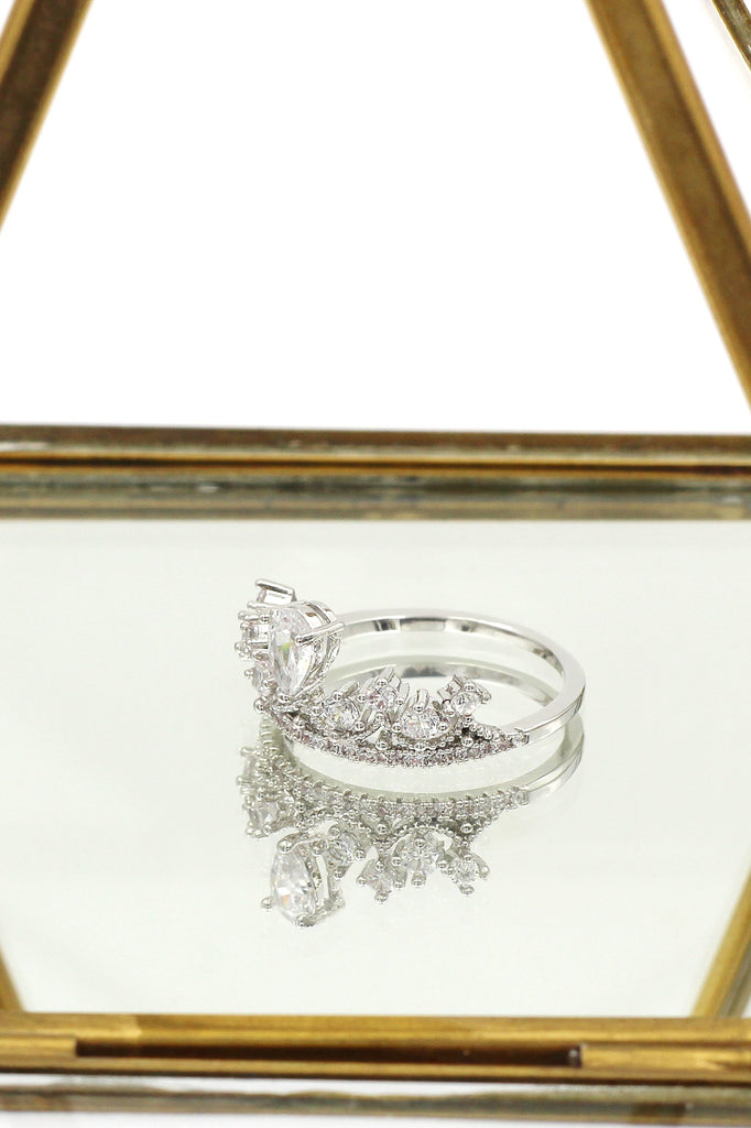 fashion crown crystal ring necklace set