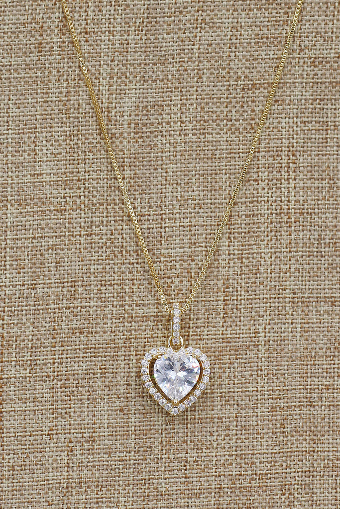 lovely peach heart crystal necklace