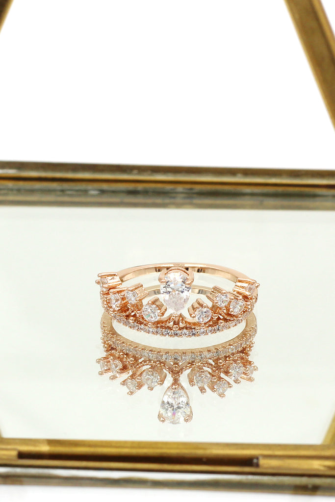 fashion laurel crown crystal ring