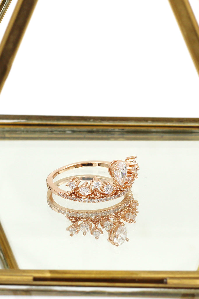 fashion laurel crown crystal ring