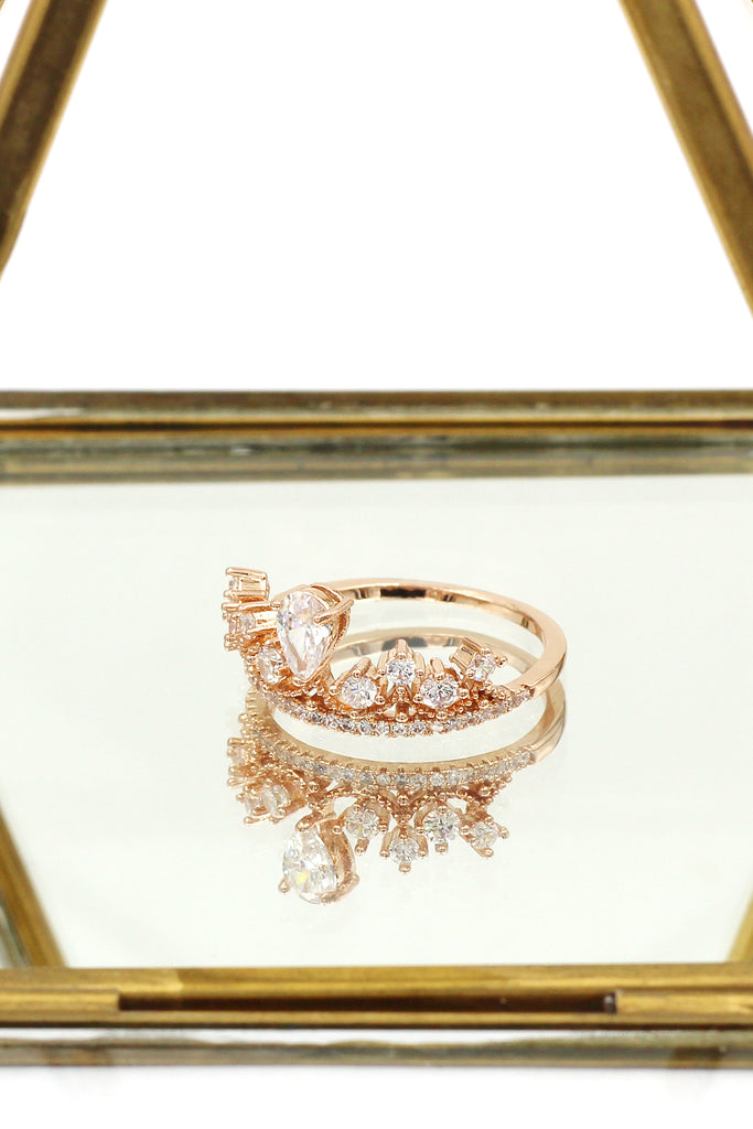 fashion laurel crown crystal ring