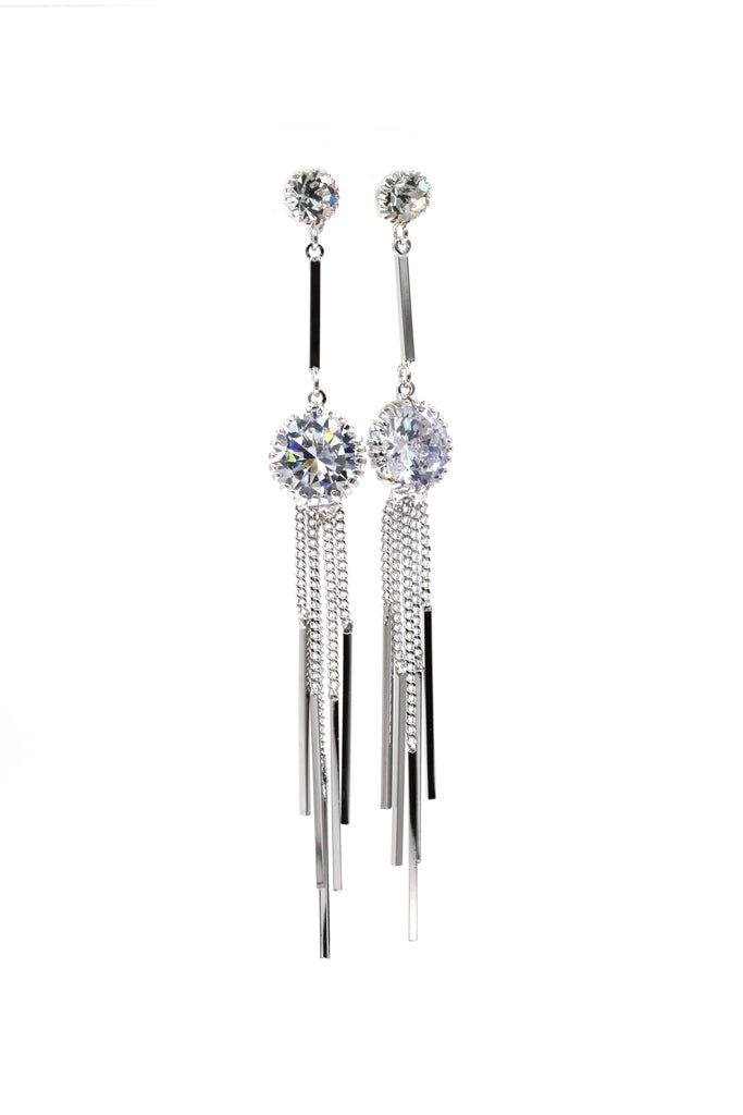 elegant long tassel crystal earrings