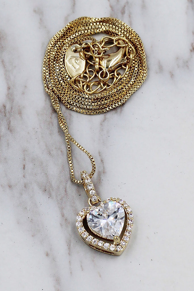 lovely peach heart crystal necklace