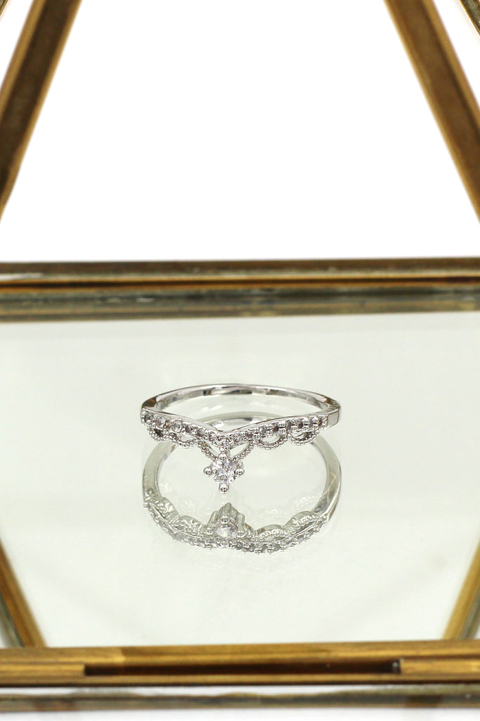 simple Crystal Micro Inlay Ring