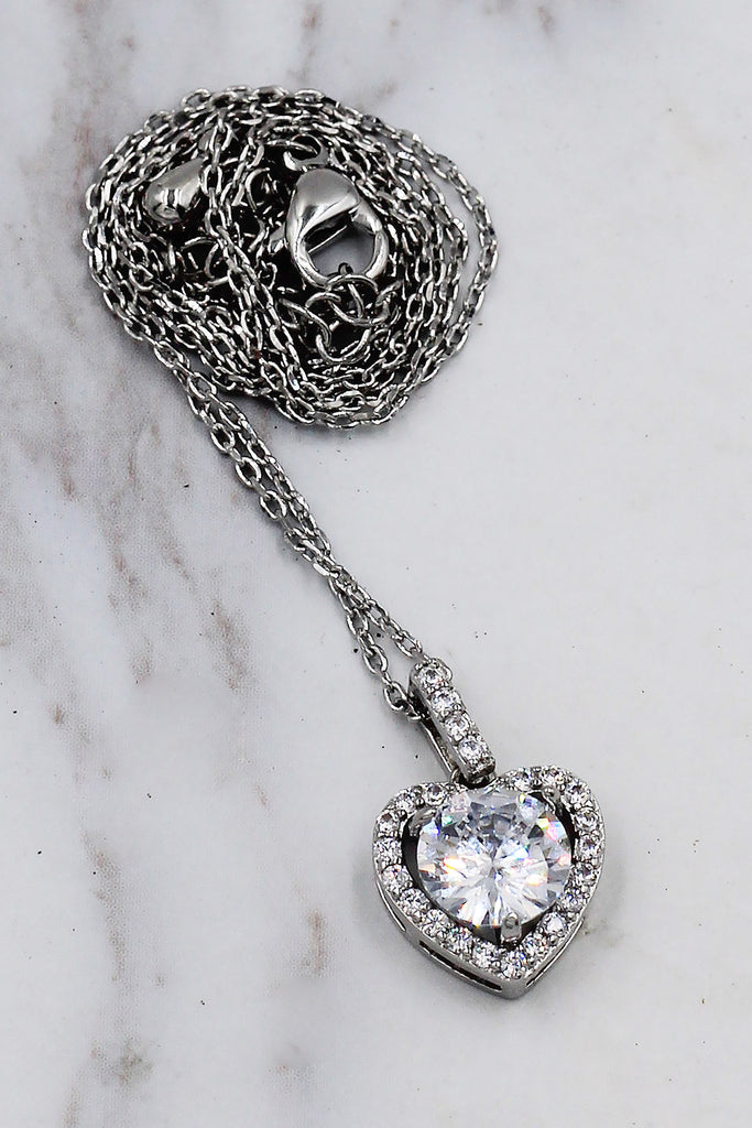 lovely peach heart crystal necklace