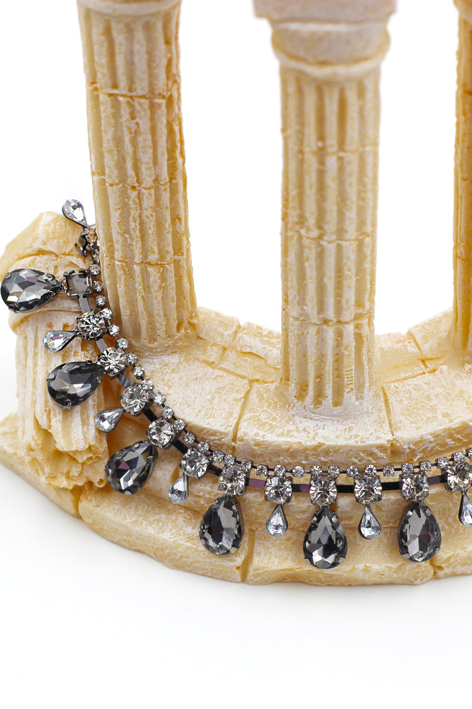 silver black crystal necklace