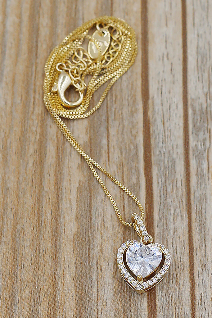 lovely peach heart crystal necklace