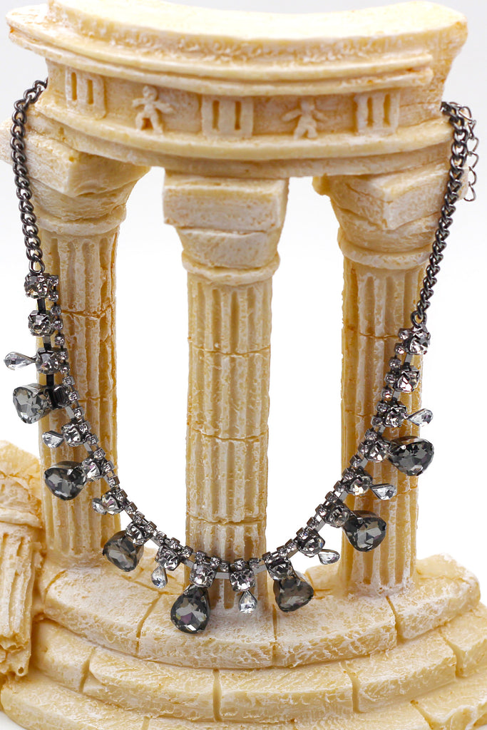 silver black crystal necklace