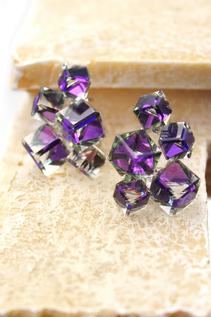 cube crystal earrings