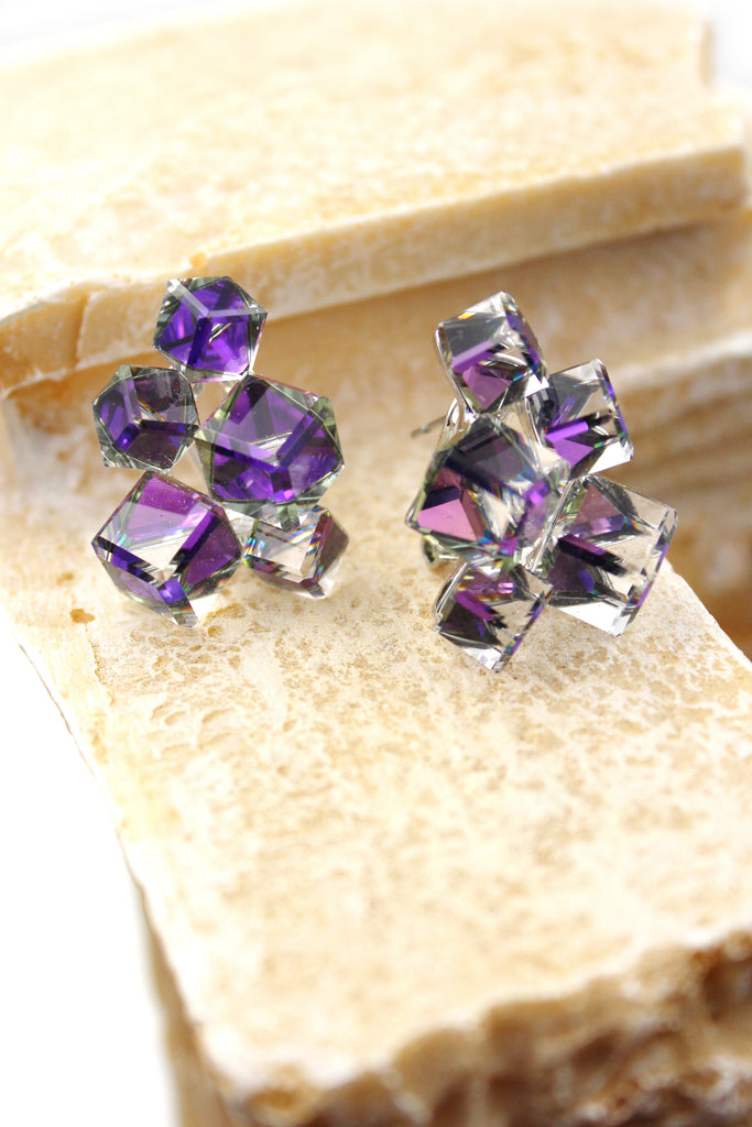 cube crystal earrings