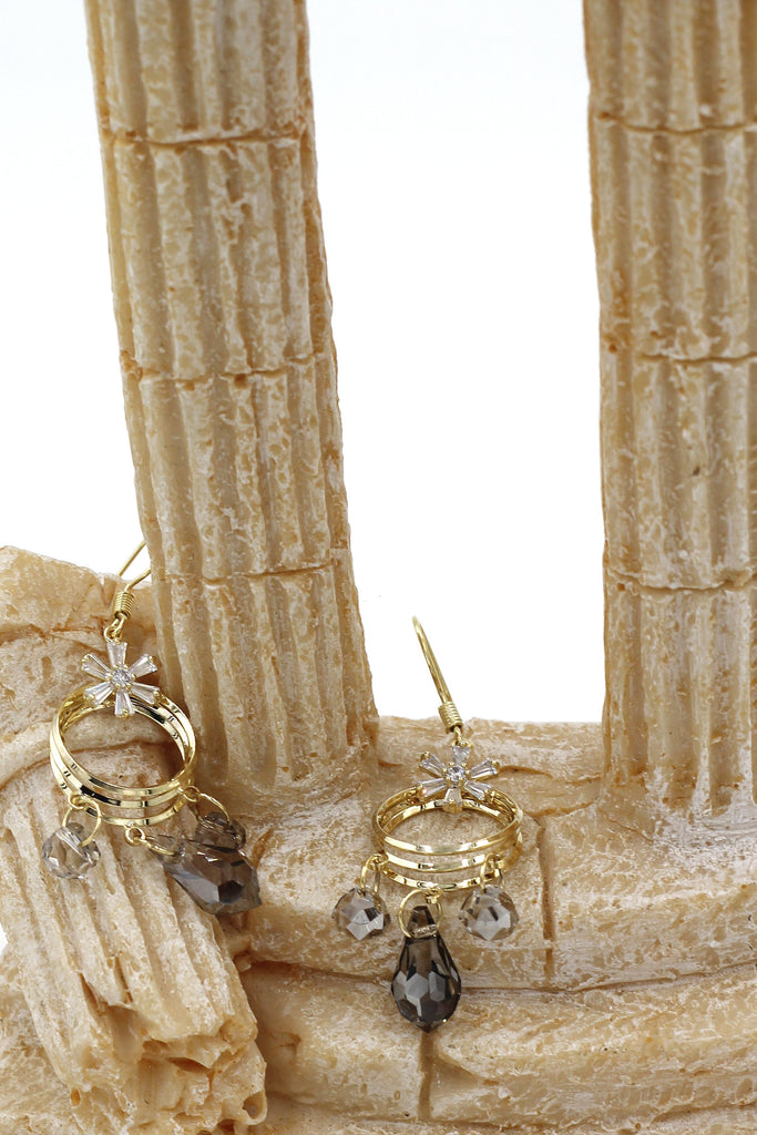 Elegant small circle crystal necklace earrings set
