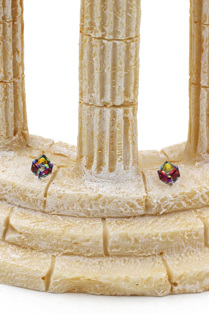 single crystal cube earrings