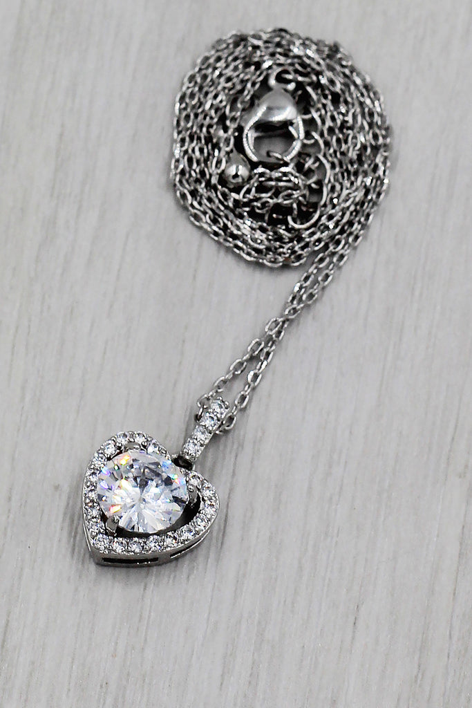 lovely peach heart crystal necklace