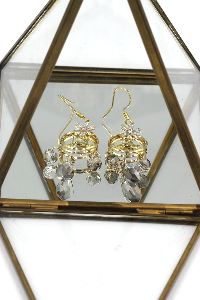 Elegant small circle crystal necklace earrings set