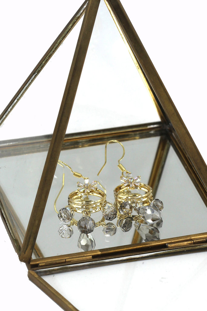 Elegant small circle crystal necklace earrings set